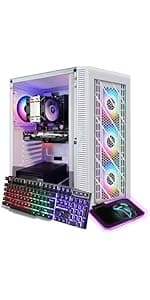 STGAubron Dual CPU Gaming PC, Dual Intel i7 Xeon E5 up to 3.7GHz, Radeon RX 580 8G, 16G DDR4, 512G SSD, 600M WiFi, BT 5.0, RGB Fan x 4, Windows 10 Pro
