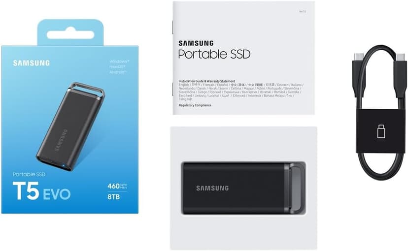 SAMSUNG 8TB T5 EVO USB 3.2 Gen 1 Portable SSD, MU-PH8T0S