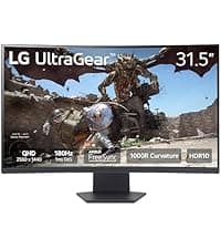 LG 32GS60QC-B Ultragear 32-inch Curved Gaming Monitor QHD (2560x1440) 180Hz 1ms 1000R AMD FreeSync HDR10 HDMIx2 DisplayPort Black