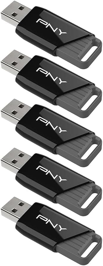 PNY 64GB Attaché X USB 3.2 Gen 1 Flash Drive, Advanced Performance Up to 130MB/s Read, Everyday Data Store & Transfer, Reliable Portable Storage, Durable, Type-A, Computers, Laptops, Desktops, 5-Pack
