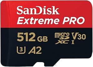SanDisk Extreme PRO microSDXC UHS-I Memory Card 512 GB + Adapter & RescuePRO Deluxe (for Smartphones, Action Cameras or Drones, A2, Class 10, V30, U3, 200 MB/s Transfer)