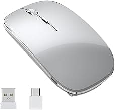 Wireless Mouse Chargeable Portable Silent USB and Type-C Dual Mode Wireless Mouse 3 Adjustable DPI for Laptop, Mac, Android, PC (Q23S Black) (Grey)