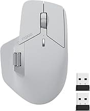 Rapoo MT760 Multi-Device Wireless Mouse, Bluetooth 5.0 and 2.4G Multi-Mode Connection, Up to 4 Devices, 11 Programmable Buttons, 4K DPI, 90 Days Battery Life, PC, Light Grey