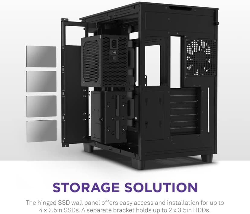 NZXT H9 Flow Dual-Chamber ATX Mid-Tower PC Gaming Case – High-Airflow Perforated Top Panel – Tempered Glass Front & Side Panels – 360mm Radiator Support – Cable Management – Black