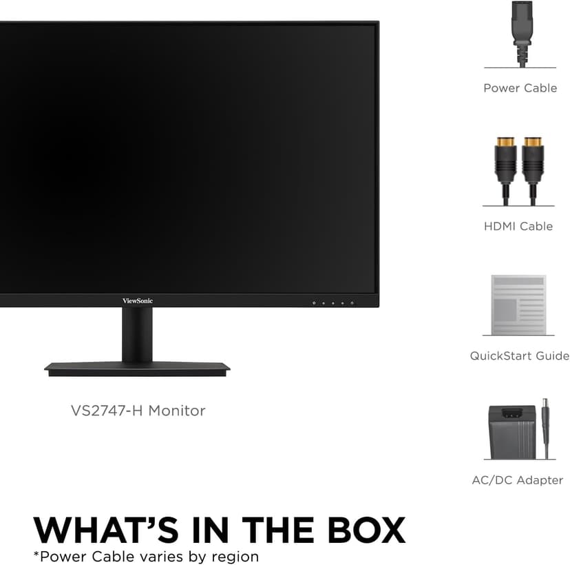 ViewSonic VS2747-H 27 Inch 1080p IPS Monitor with 100Hz, Variable Refresh Rate, Thin Bezels, Eye Care, HDMI, VGA