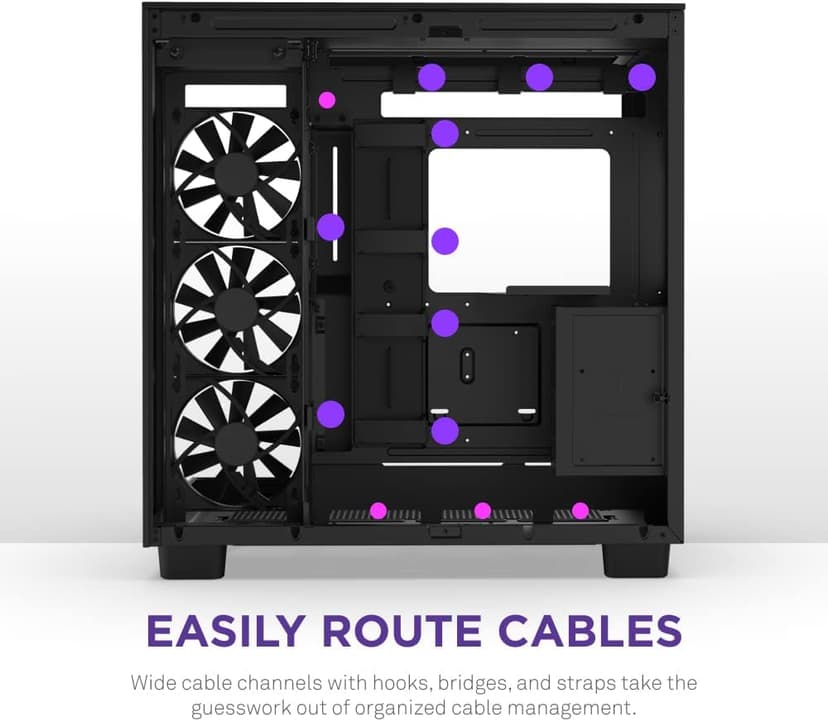 NZXT H9 Flow Dual-Chamber ATX Mid-Tower PC Gaming Case – High-Airflow Perforated Top Panel – Tempered Glass Front & Side Panels – 360mm Radiator Support – Cable Management – Black