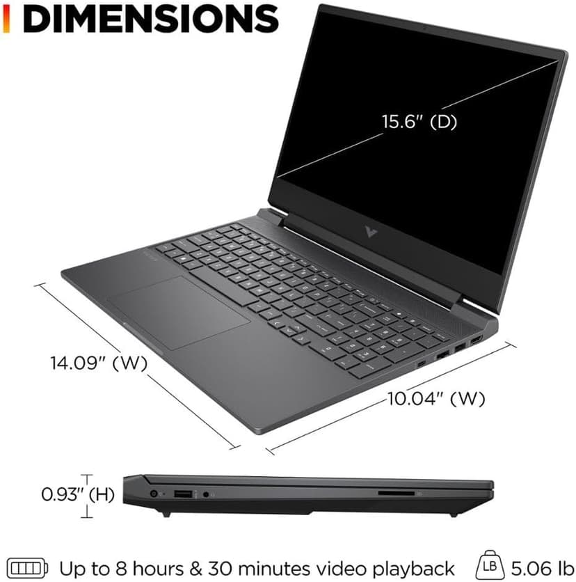 HP Victus 15.6" 144Hz FHD Gaming Laptop,AMD Ryzen 5 7535HS,16GB DDR5 RAM,512GB SSD,AMD Radeon RX 6550M,Beats RTX 2050,Backlit Keyboard,Windows11 Pro, Mica Silver