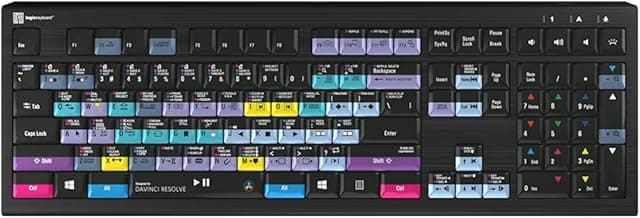 Logickeyboard Designed for Blackmagic Davinci Resolve 17 Compatible with Win 7-11- Astra 2 Backlit Keyboard # LKB-RESB-A2PC-US