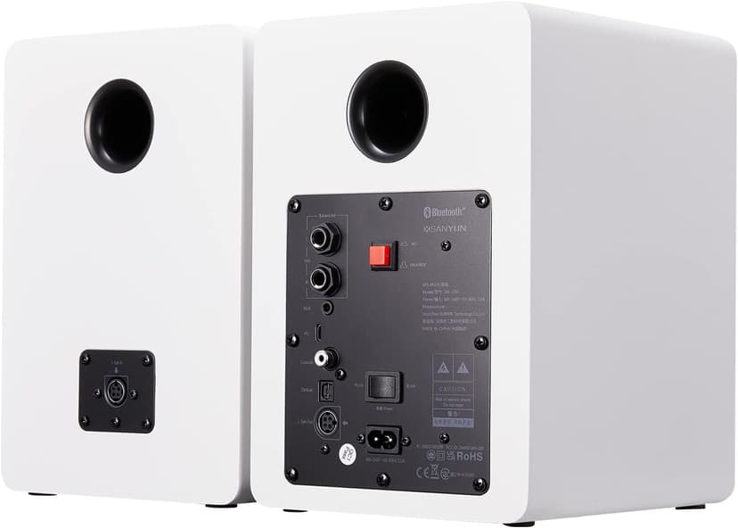SW206 80W Active Dual-Mode Bookshelf Speakers, 4inch Studio Monitor and HiFi Mode, Optical Coaxial TRS Aux Bluetooth 5.0 USB with 24bit DAC, for Home Music System Turntable TV PC Desktop, White