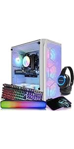 STGAubron Desktop PC, Intel Core i7 up to 3.9G, GeForce RTX 3060 12G GDDR6, 32G, 1TB SSD, WiFi, BT 5.0, RGB Fanx6, RGB Keybaord, RGB Mouse, Mouse Pad, RGB Bluetooth Sound Bar, RGB BT Gaming Mic W1