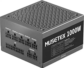 MUSETEX PC Power Supply 1000W, Full Modular ATX Power Supply, Multi Connectors Computer Power Supplies, 140mm Ultra Quiet Cooling Fan, PC PSU, Black (MU1000)