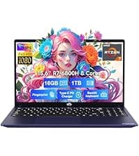 NIMO 17.3" IPS FHD-Laptop, Intel 6 Cores i3-1215U 16GB RAM 1TB SSD (Beat Ryzen 5 7520U, Up to 4.4GHz) Computer with 65W GaN Type C Backlit Keyboard Fingerprint, for Home Student and Business Blue