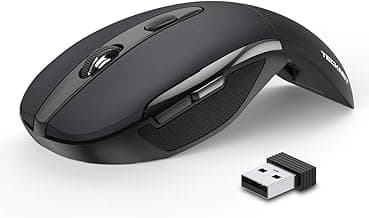 TECKNET Folding Wireless Mouse, 2.4G Travel Mouse Portable 3 Adjustable DPI 2000/1500/1000 Compatible with Notebook, PC, Computer, 2-Year Battery Life