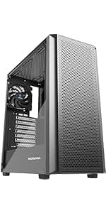 PC Case Pre-Install 4 RGB Fans, ATX Gaming Computer Case with Diamond-Shaped Mesh Front & Tempered Glass Side Panel, USB 3.0 Airflow Mid Tower case,621