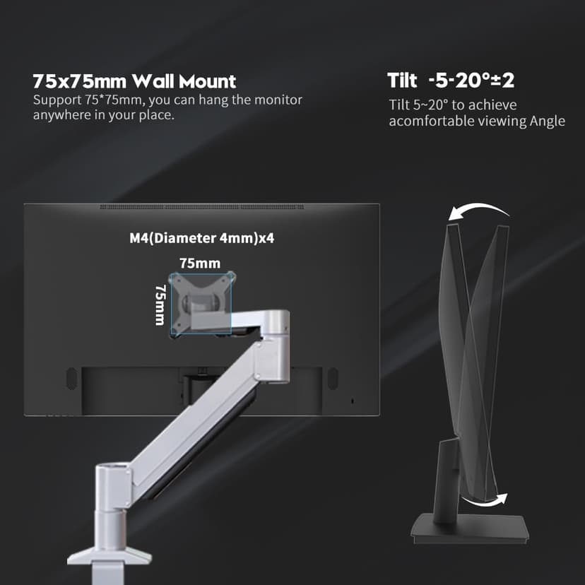 27 inch Monitor 2560 x 1440p 75hz IPS Computer Monitor QHD with HDMI, DP and Wall Mountable | Eye Protection 2K Monitor for Working and Gaming