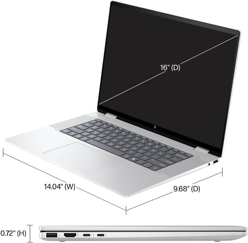 HP Envy 2-in-1 Laptop, 16" WUXGA IPS Wide Ultra Touchscreen Display, Intel Core Ultra 5 125U (Up to 4.3GHz), 16GB DDR5, 512GB PCIe SSD, TB 4, WiFi 6E, Bluetooth, Webcam, PDG HDMI Cable, Win 11 Pro