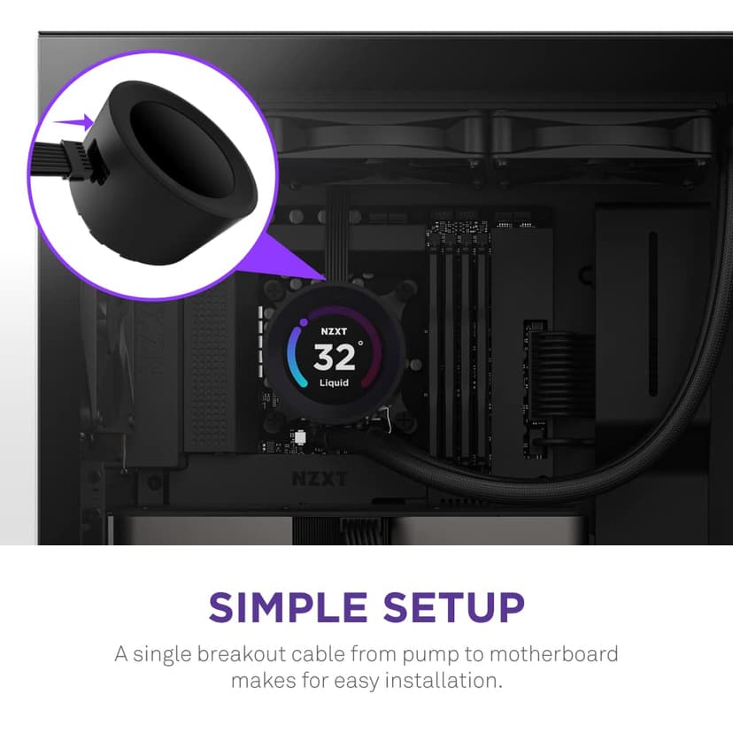 NZXT Kraken Elite 240 - RL-KN24E-B1 - 240mm AIO CPU Liquid Cooler - Customizable 2.36" LCD Display for Images, Performance Metrics and More - High-Performance Pump - 2 x F120P Fans - Black