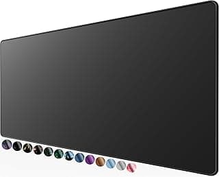 KTRIO Large Gaming Mouse Pad with Superior Micro-Weave Cloth, Extended Desk Mousepad with Stitched Edges, Non-Slip Base, Water Resist Keyboard Pad for Gamer, Office & Home, 31.5 x 11.8 in, Black