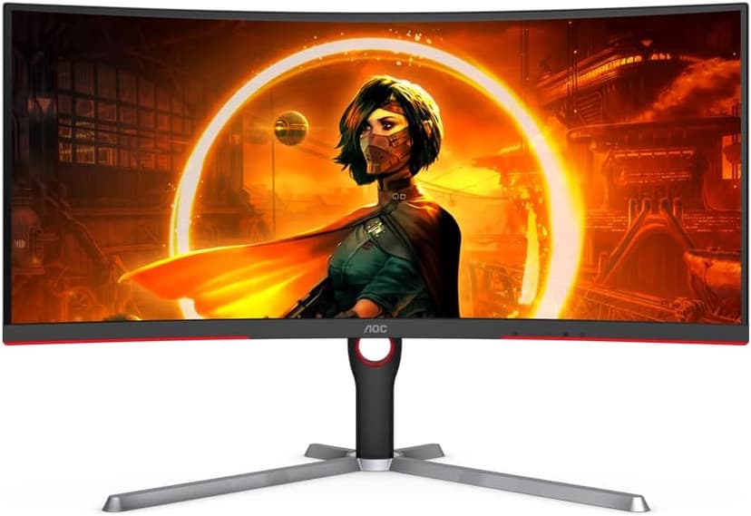 AOC CU34G3S 34" Frameless Curved Ultrawide Gaming Monitor, WQHD 3440 x1440, 165Hz 1ms, FreeSync Premium, Height Adjustable, 3-Year Zero-Bright-dot, Black