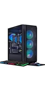 STGAubron Gaming PC Desktop, GeForce RTX 2060 6G GDDR6, Intel Core i7 up to 3.9 GHz, 16G RAM, 512G SSD, WiFi, BT 5.0, RGB Fan x6, RGB BT Sound Bar, Windows 10 Home