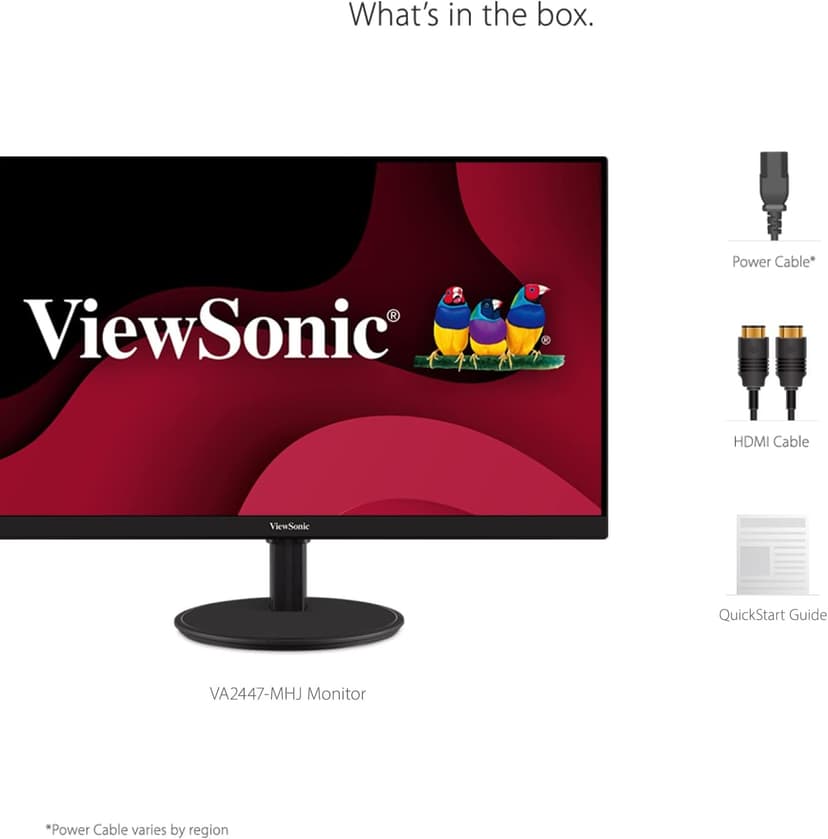 ViewSonic VA2447-MHJ 24 Inch Full HD 1080p Monitor with Advanced Ergonomics, FreeSync, 100Hz, Ultra-Thin Bezel, Eye Care, HDMI, VGA Inputs for Home and Office