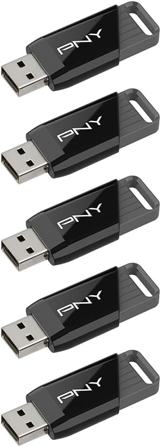 PNY 64GB Attaché X USB 3.2 Gen 1 Flash Drive, Advanced Performance Up to 130MB/s Read, Everyday Data Store & Transfer, Reliable Portable Storage, Durable, Type-A, Computers, Laptops, Desktops, 5-Pack