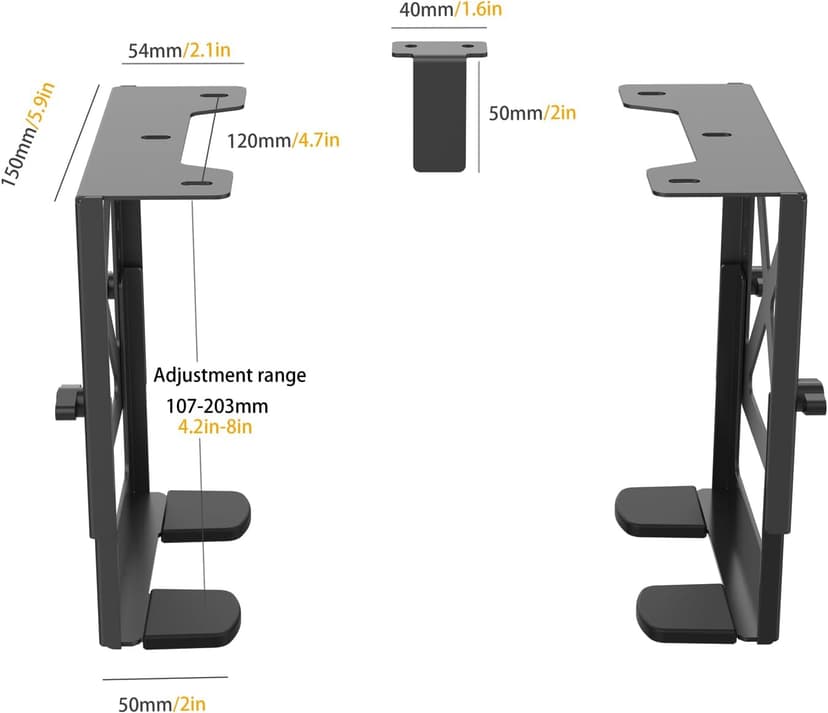 Monzlteck Adjustable Under Desk PC or NAS Mount Bracket Holder，Compatible with Desktop NAS(Network Attached Storage),CPU,UPS,Small Form Factor Desktop Tower.Xbox Series x,OptiPlex7000/7010
