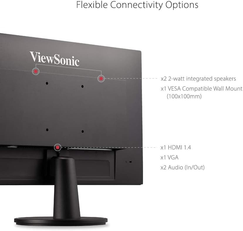 ViewSonic VA2447-MH 24 Inch Full HD 1080p Monitor with 100Hz, FreeSync, Ultra-Thin Bezel, Eye Care, HDMI, VGA Inputs for Home and Office