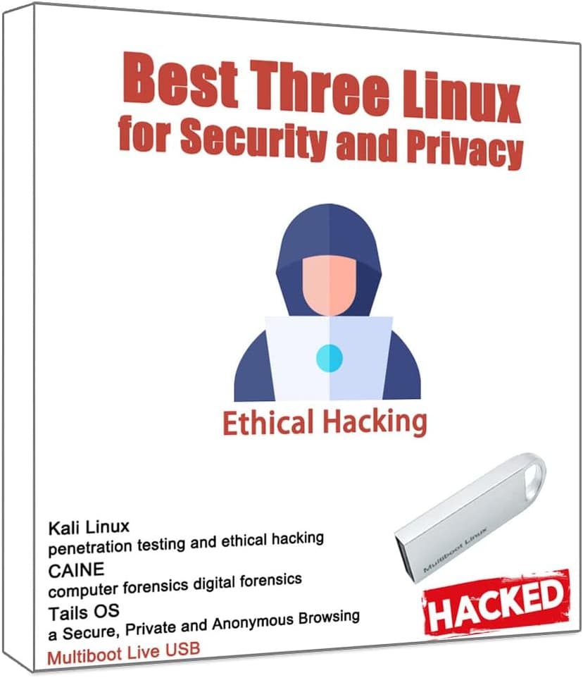 USB for Kali Linux 2024,Tails 6.4,Caine 13 | 3IN1 Bootable USB Flash Drive | Ethcial Hacking Tools,Digital Forensics Tools,Anonymous Browsing