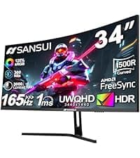 SANSUI 24 Inch Gaming Monitor 180Hz 1Ms FreeSync HDR 110% sRGB FHD 1080P Computer Monitor HDMI DP Ports Eye Care Frameless VESA Mount Cable Management(ES-G24F4L HDMI Cable Included)