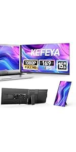 Laptop Screen Extender, 14.2" Portable Triple Monitor for Laptop with Full HD IPS Display, Laptop Extended Monitor Compatible with Mac, Windows, Chrome, Fits 13-17 Inch Laptops