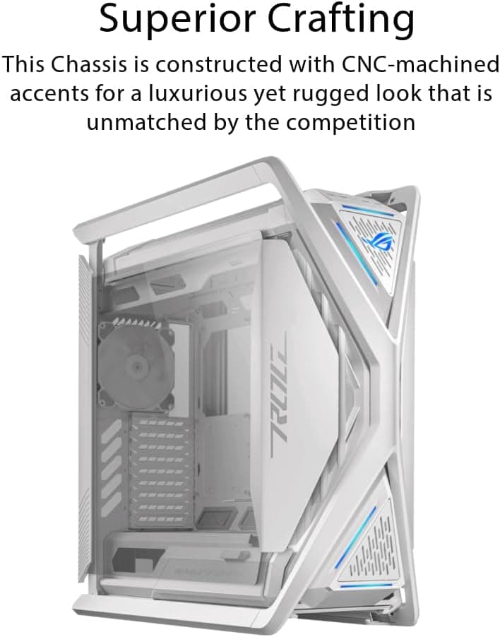 ASUS ROG Hyperion GR701 EATX Full-Tower Computer case with Semi-Open Structure, Tool-Free Side Panels, Supports up to 2 x 420mm radiators, Built-in Graphics Card Holder, 2X Front Panel Type-C