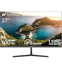 SANSUI 24 inch Monitor, IPS Display FHD Computer Monitor, 100Hz Monitor VESA Mount with HDMI Inputs for Home Office (HDMI Cable Included)