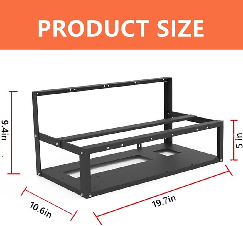 8GPU Mining Rig Frame, Steel Open Air Miner Mining Computer Frame Rig Case for Crypto Coin Currency Bitcoin ETH ETC ZEC Mining Accessories Tools - Frame Only, Fans & GPU is not Included