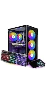 STGAubron Gaming PC Computer Desktop, GeForce RTX 2060 Super 8G, Intel Core I7 8th up to 4.1GHz, 16G DDR4, 1T SSD, WiFi 6 & BT 5.2, RGB Fan x6, Windows 11 Home