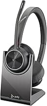 Poly - Voyager 4320 UC Wireless Headset + Charge Stand (Plantronics) - Headphones w/Mic - Connect to PC/Mac via USB-C Bluetooth Adapter, Cell Phone via Bluetooth-Works w/Teams (Certified), Zoom&More