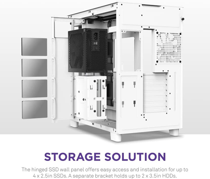 NZXT H9 Flow Dual-Chamber ATX Mid-Tower PC Gaming Case – High-Airflow Perforated Top Panel – Tempered Glass Front & Side Panels – 360mm Radiator Support – Cable Management – White