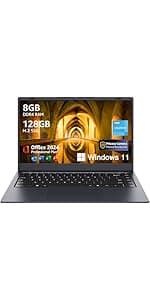 Coolby 15.6inch Windows 11 Laptop, 12GB RAM/256GB SSD, 1920x1080 IPS Display, Intel N95(Beats N5095) Quad Core Laptop Computer, Support Fingerprint, WiFi 5, BT