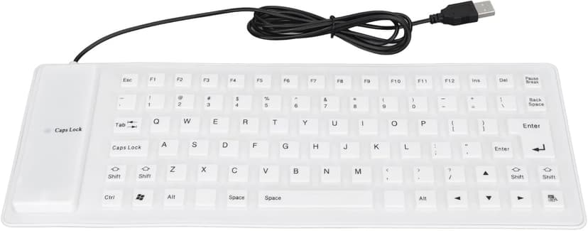 Keyboard, Typewriter Keyboard Mechanical Keyboard with Soft Comfortable USB Wired Silicone Keyboard Silicone Keyboard Fully Sealed Design Lightweight Portable for PC (White)