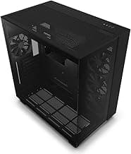 NZXT H9 Flow Dual-Chamber ATX Mid-Tower PC Gaming Case – High-Airflow Perforated Top Panel – Tempered Glass Front & Side Panels – 360mm Radiator Support – Cable Management – Black
