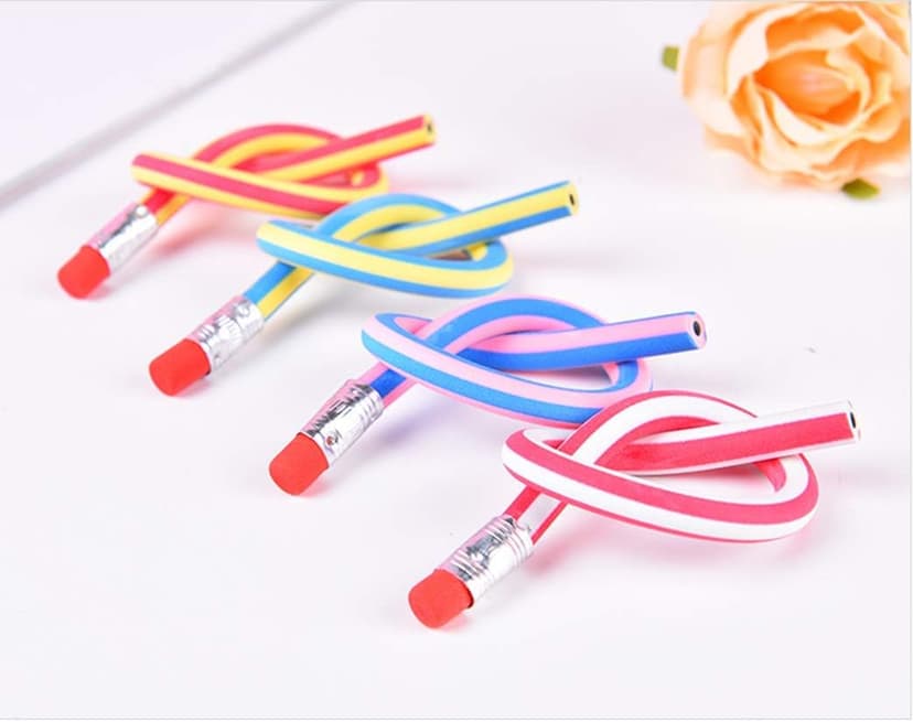 Flexible Bendy Pencil, 35 PCS Flexible Soft Pencil Colorful Stripe Soft Pencils with Eraser as Gift for Students or Children