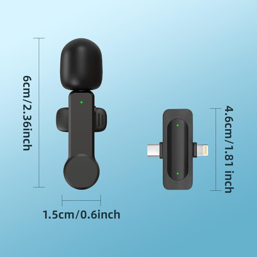 Wireless Lavalier Microphone for iPhone Android iPad - Noise Cancelling Mini Phone Microphone USB C, Cordless Lav Lapel Mic for Video Recording Vlogging YouTube TikTok Podcast