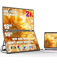 InnoView 18" 2K 100Hz Portable Monitor 100% DCI-P3 Portable Dual Monitor for Laptop 315°Adjustable Screen Extender for Windows Mac with Type-C HDMI DP Foldable Monitors Portatil(No Driver Needed)
