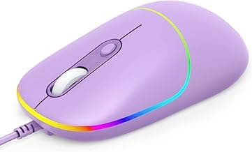 Gaming Mouse, USB Computer Mouse Wired with RGB Backlit, 4 Adjustable DPI up to 6400, Ultra Silent, Optical Computer Mice with Ergonomic Design, for Laptops PC Windows (Purple)