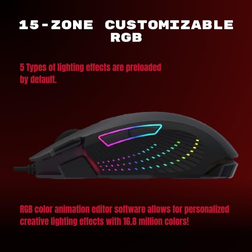 Bloody J90s RGB Gaming Mouse, High Precision 8000 CPI, 150 IPS, 25g Acceleration, 12 Customizable Buttons, Ambidextrous