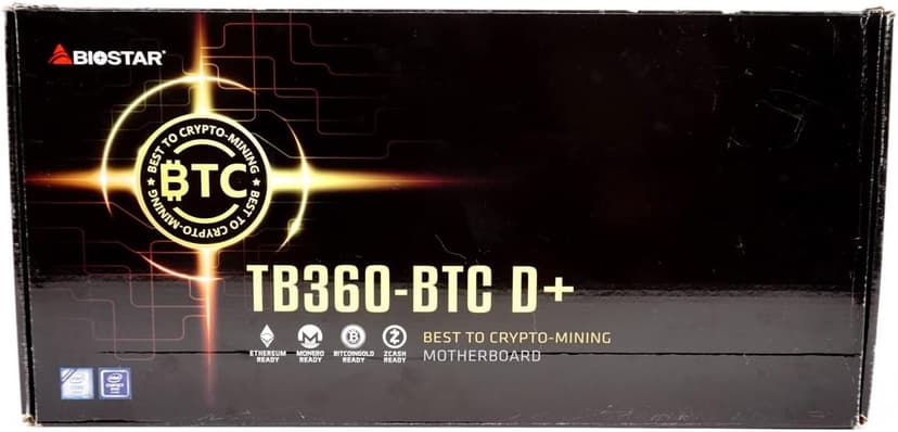 Biostar TB360-BTC D+ (Intel 8th and 9th Gen) LGA1151 SODIMM DDR4 8 GPU Support GPU Mining Motherboard. Requires CPU with IGFX and Server Power Supply.