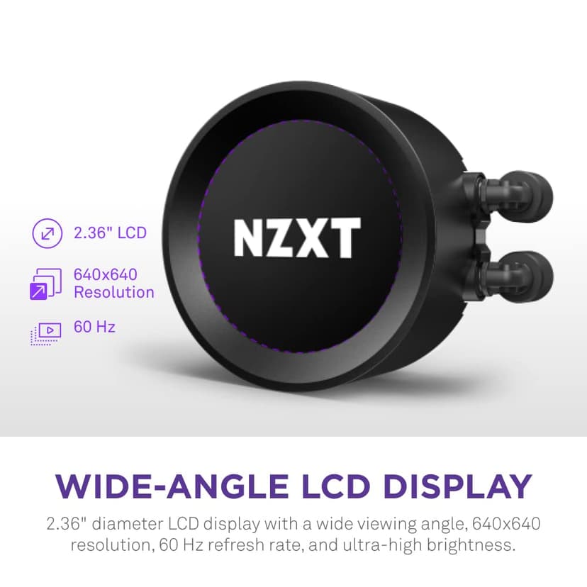 NZXT Kraken Elite 240 - RL-KN24E-B1 - 240mm AIO CPU Liquid Cooler - Customizable 2.36" LCD Display for Images, Performance Metrics and More - High-Performance Pump - 2 x F120P Fans - Black