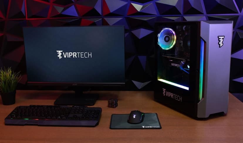 ViprTech Rebel 4.0 Gaming PC - AMD Ryzen 7 (4.1Ghz Turbo), RTX 4060 8GB, 32GB DDR4 3200, 1TB NVMe SSD, VR-Ready, Streaming, WiFi BT, RGB, Win 11 Pro, Prebuilt Desktop Computer Black