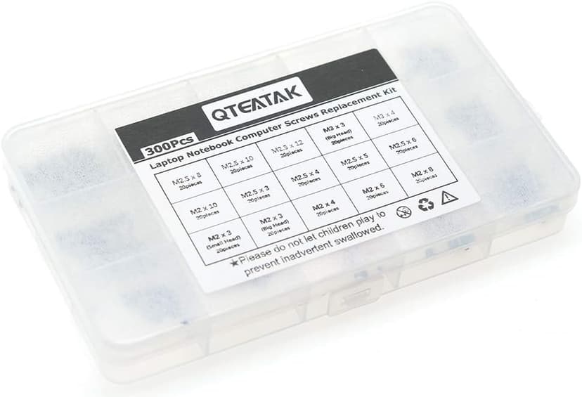 QTEATAK 300Pcs Black Laptop Notebook Computer Replacement Screws Kit for Lenovo Toshiba Gateway Samsung HP IBM Dell Sony Acer Asus SSD Hard Disk SATA