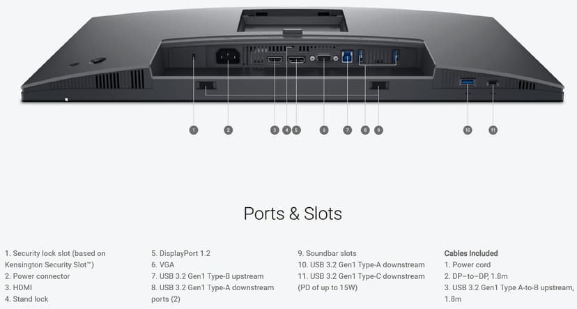 Dell P2425H 24" 16:9 IPS Computer Monitor Screen with DisplayPort and USB 3.0 Upstream Cables - New Model